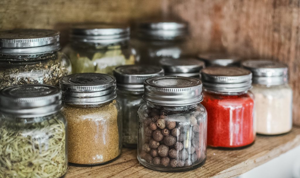 Jars filled with spices