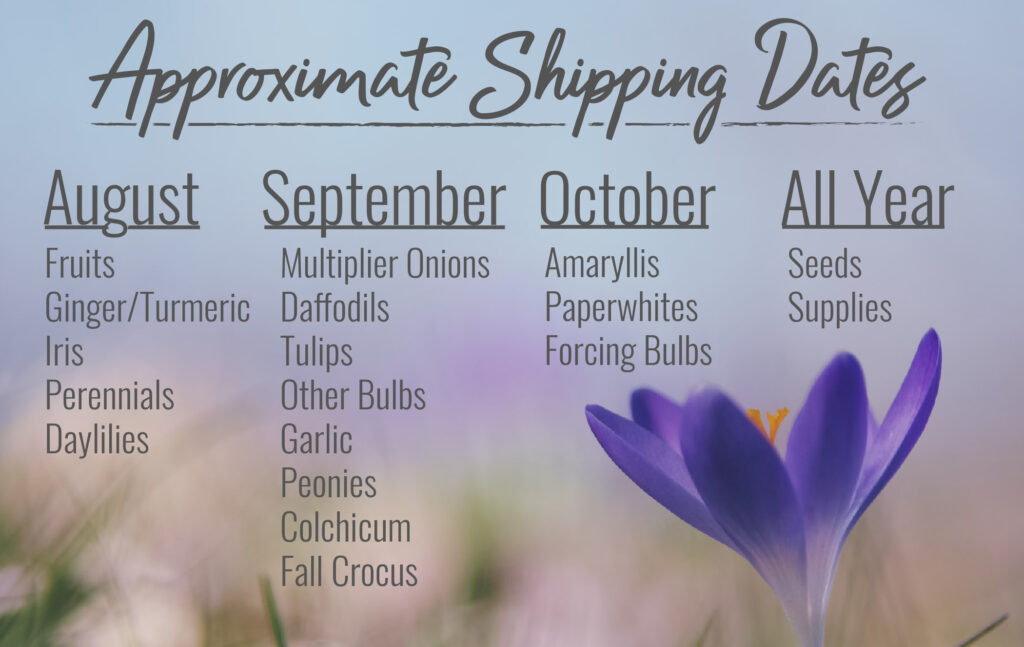 Shipping dates for Jung Seed products