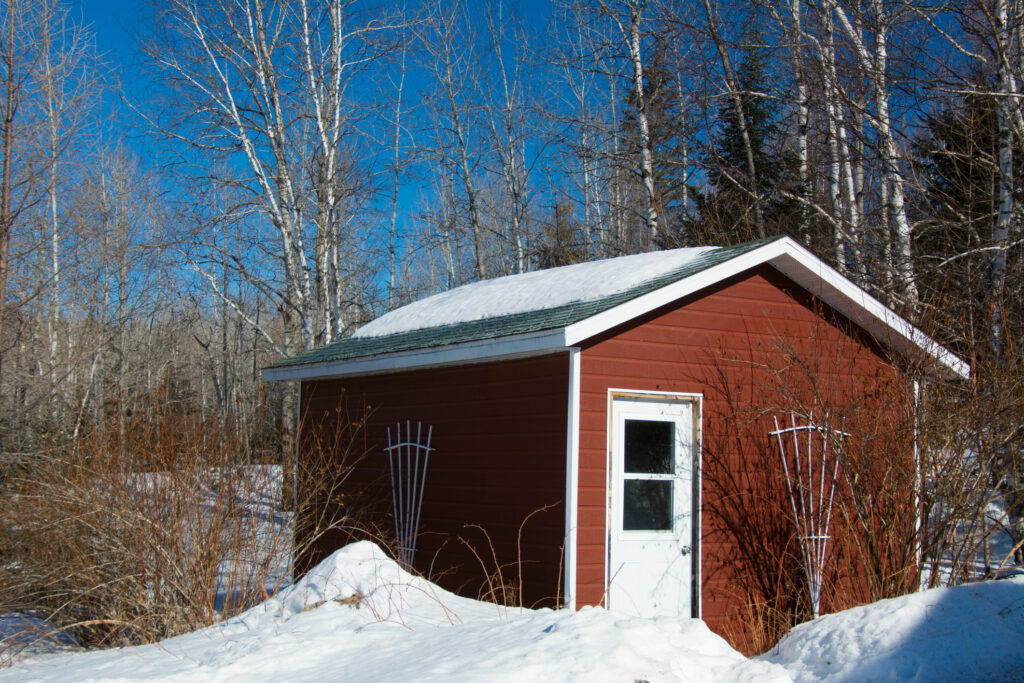 Garden shed during winter