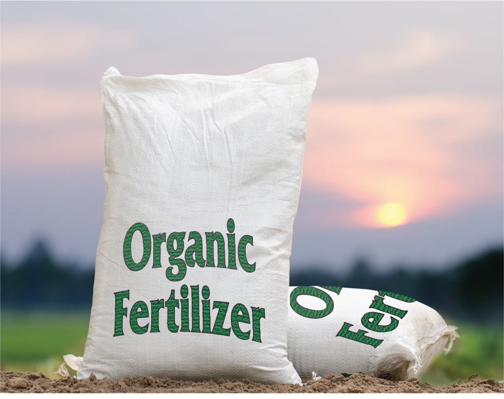 Bags of organic fertilizer