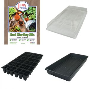 A seed start kit with trays and seed mix