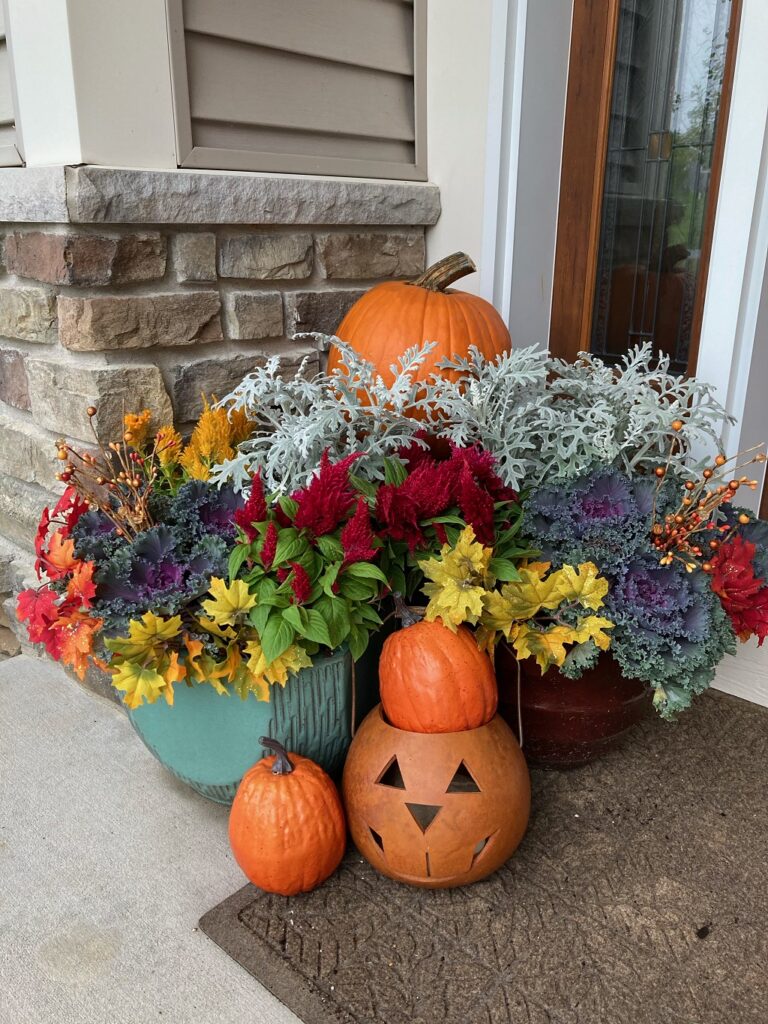 Fall Container Patio Display near Front Door